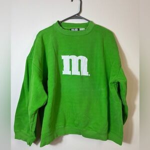 Y2K M&M'S Bright Green Embroidered Crewneck Sweater